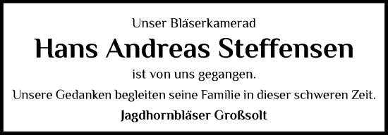Traueranzeige von Hans Andreas Steffensen von Flensburger Tageblatt