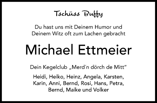 Traueranzeige von Michael Ettmeier von Umschau