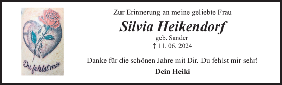 Traueranzeige von Silvia Heikendorf von Flensburger Tageblatt, Schleswiger Nachrichten, Schlei-Bote