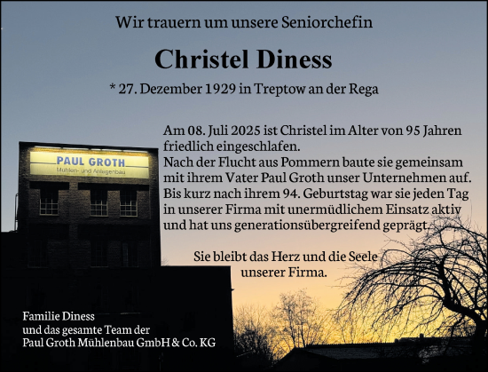 Traueranzeige von Christel Diness von Elmshorner Nachrichten, Barmstedter Zeitung