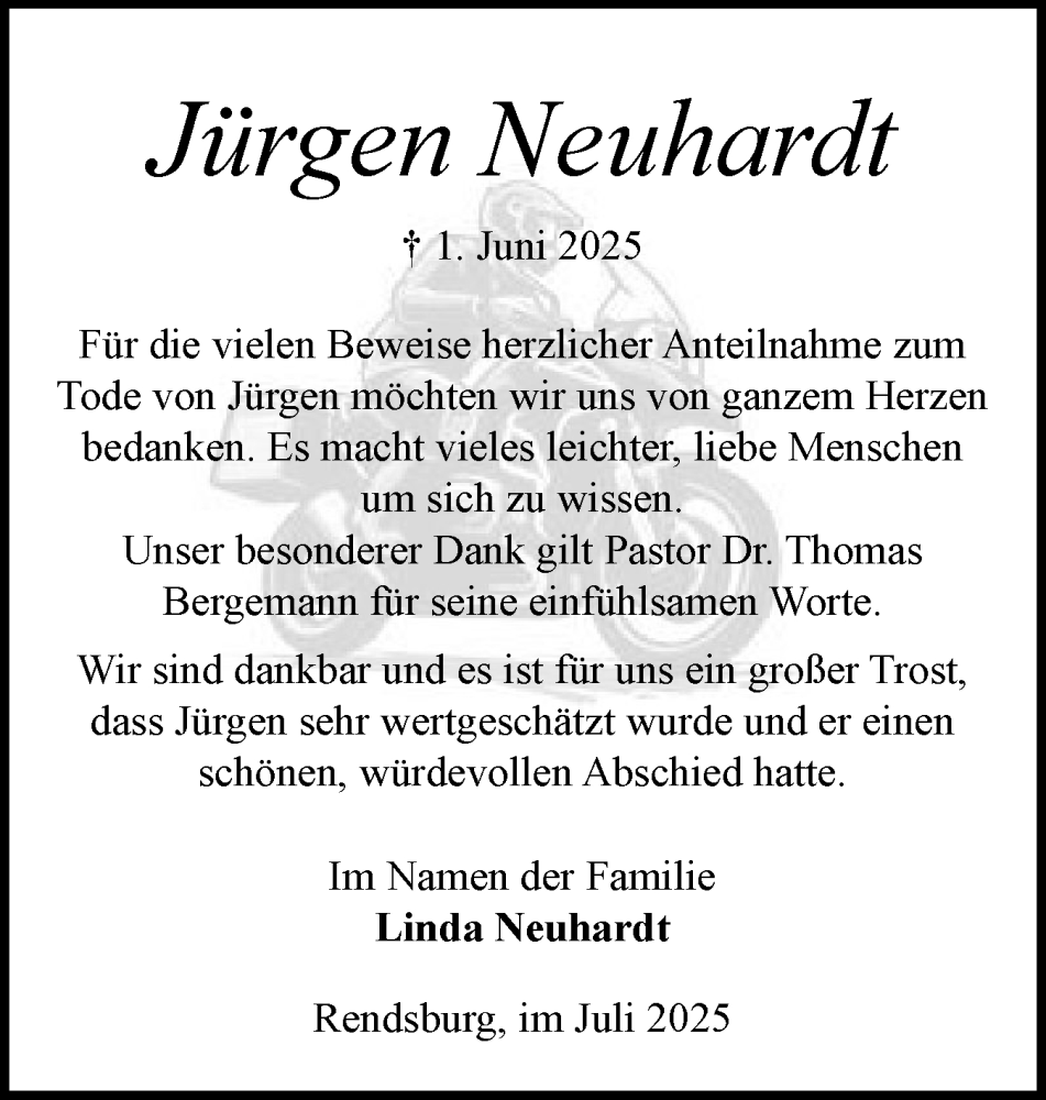  Traueranzeige für Jürgen Neuhardt vom 05.07.2025 aus Schleswig-Holsteinische Landeszeitung