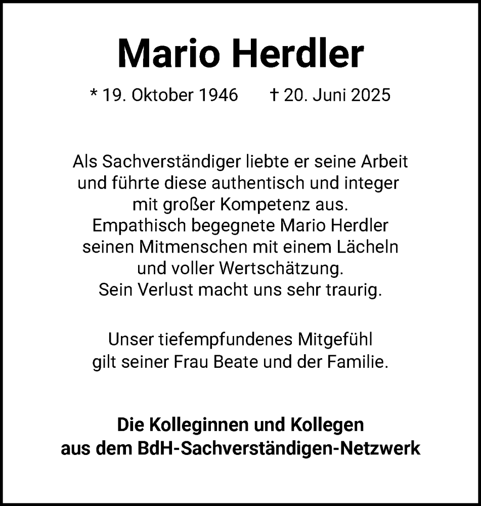  Traueranzeige für Mario Herdler vom 12.07.2025 aus Uetersener Nachrichten, Der tip am Wochenende