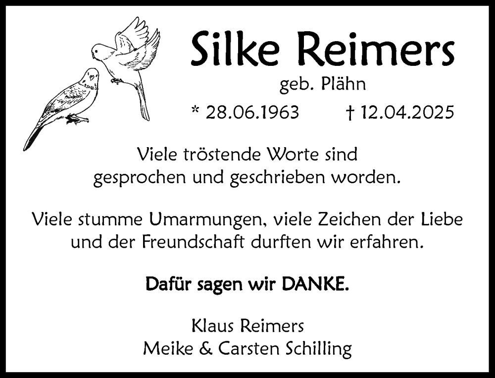  Traueranzeige für Silke Reimers vom 19.07.2025 aus Umschau