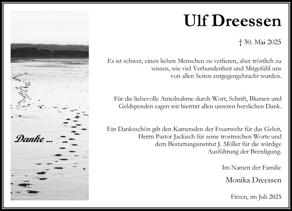  Traueranzeige für Ulf Dreessen vom 26.07.2025 aus Wochenend Anzeiger