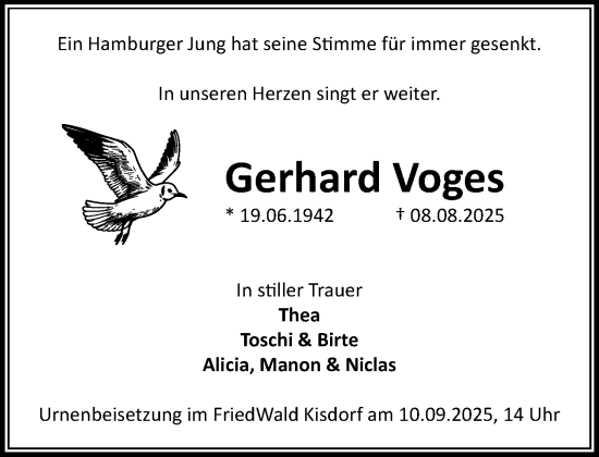 Traueranzeige von Gerhard Voges von Umschau