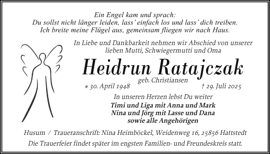 Traueranzeige von Heidrun Ratajczak von Die WochenSchau Gesamtausgabe