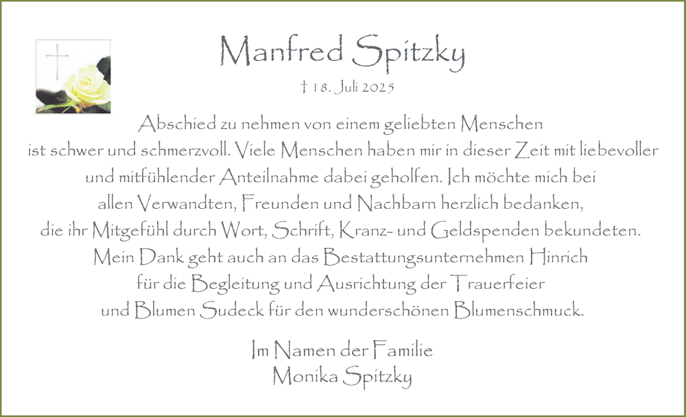  Traueranzeige für Manfred Opitzky vom 30.08.2025 aus Uetersener Nachrichten, Der tip am Wochenende