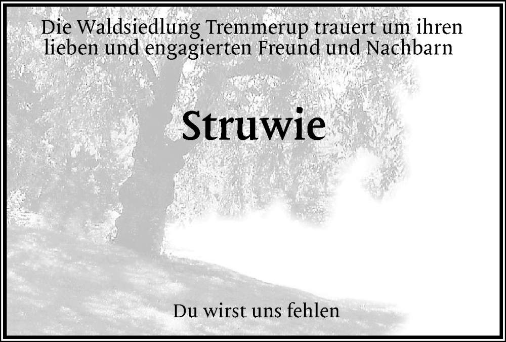  Traueranzeige für Reinhold Struwe vom 16.08.2025 aus Flensburger Tageblatt