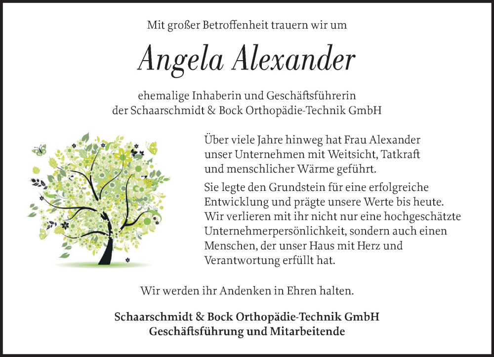  Traueranzeige für Angela Alexander vom 13.09.2025 aus Uetersener Nachrichten