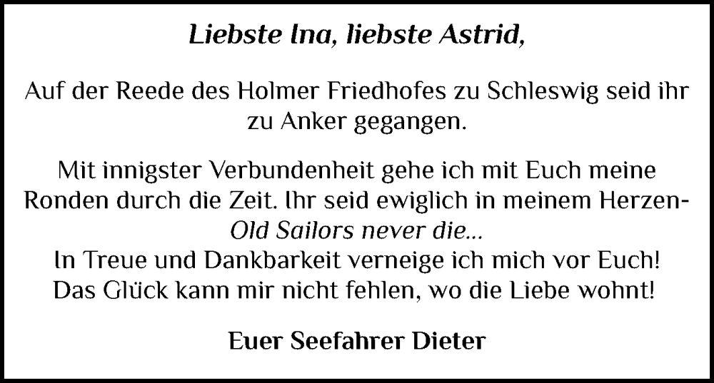  Traueranzeige für Astrid  vom 20.09.2025 aus Schleswiger Nachrichten, Schlei-Bote