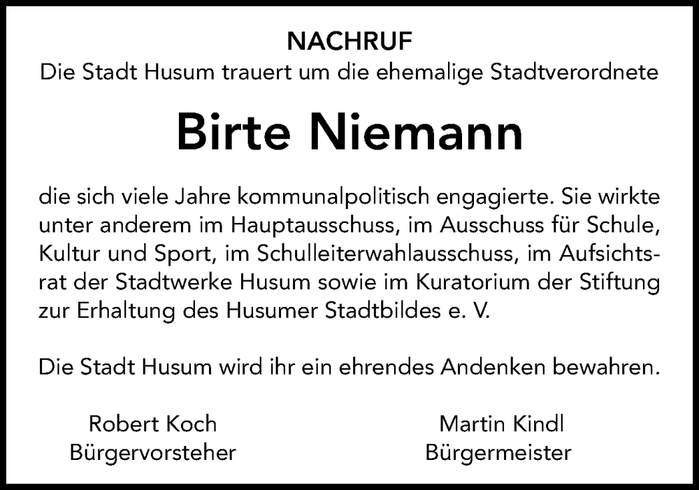  Traueranzeige für Birte Niemann vom 20.09.2025 aus Die WochenSchau Nordfriesland