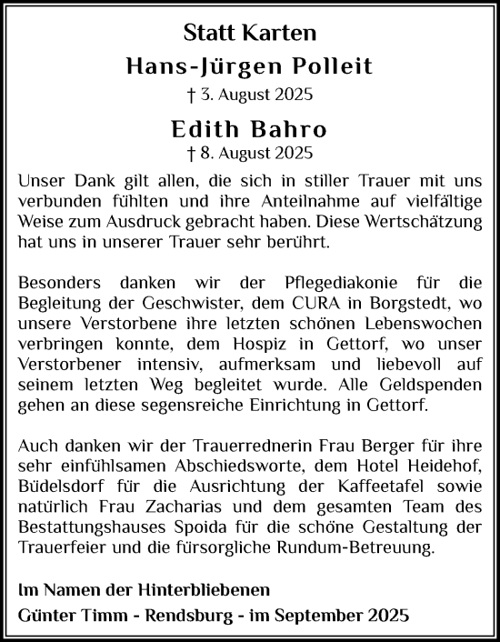 Traueranzeige von Hans-Jürgen Polleit von Schleswig-Holsteinische Landeszeitung