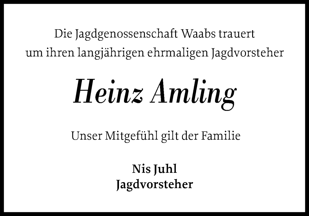  Traueranzeige für Heinz Amling vom 20.09.2025 aus Eckernförder Zeitung, Hallo Eckernförde