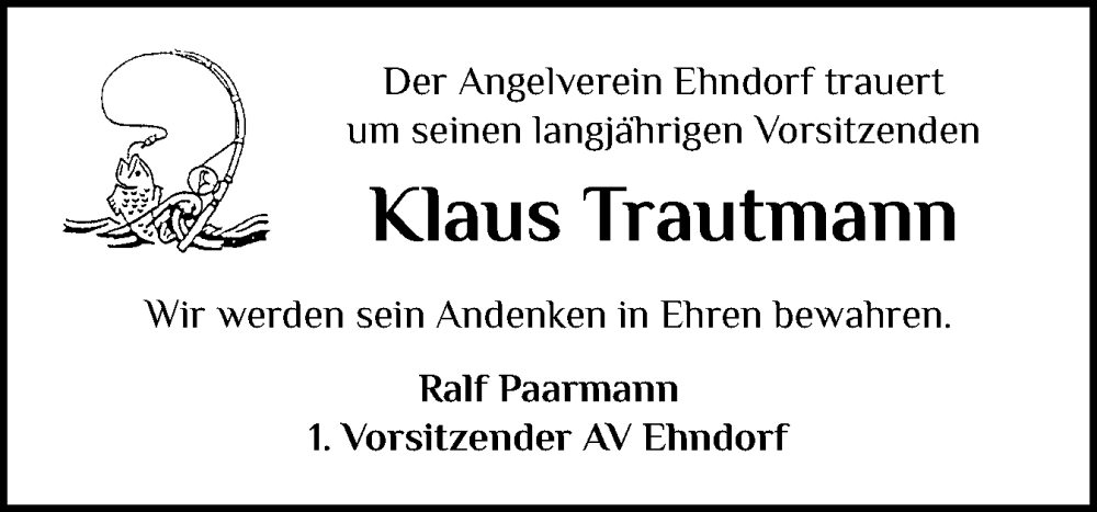  Traueranzeige für Klaus Trautmann vom 20.09.2025 aus Holsteinischer Courier