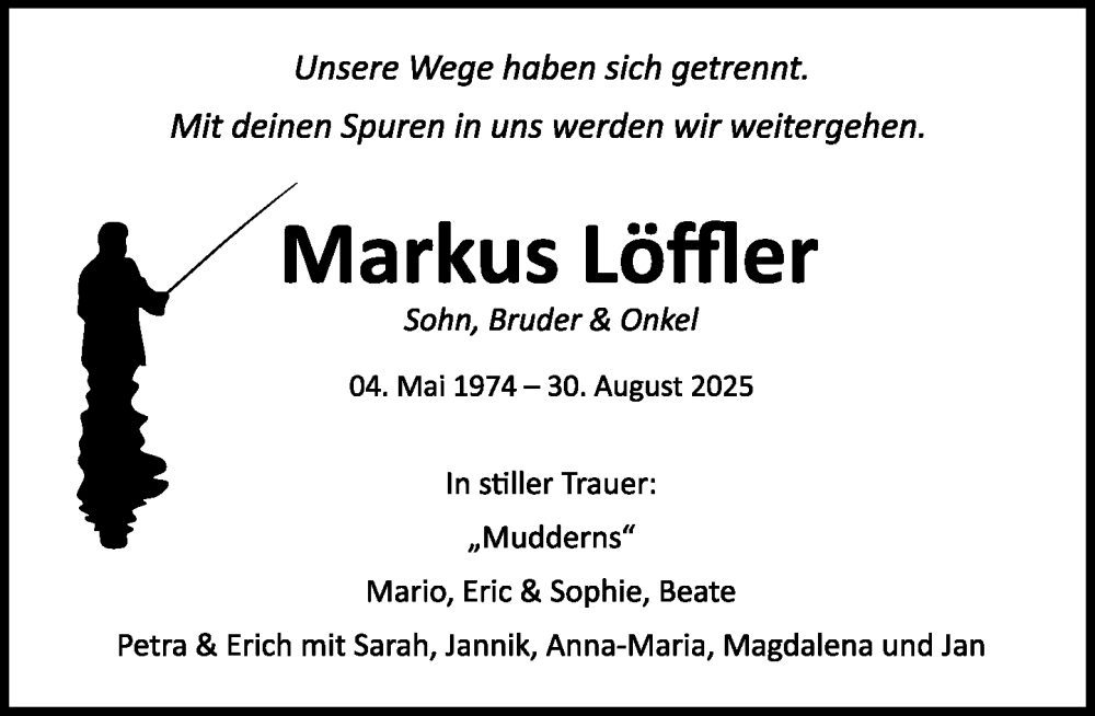  Traueranzeige für Markus Löffler vom 13.09.2025 aus MARKT Ratzeburg/Mölln