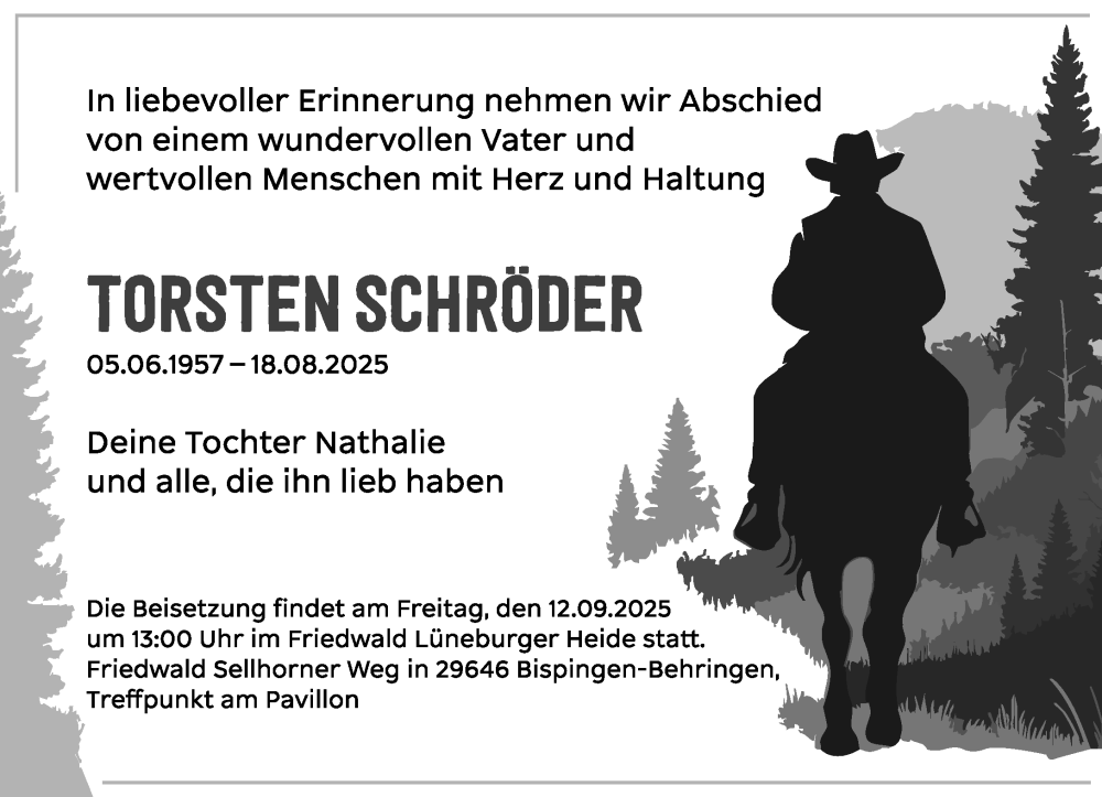  Traueranzeige für Torsten Schröder vom 06.09.2025 aus Wochenend Anzeiger