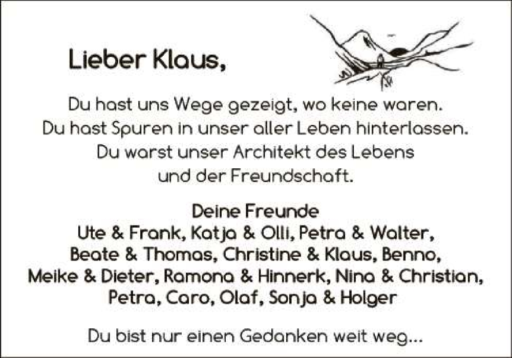  Traueranzeige für Klaus Giese vom 24.01.2026 aus 