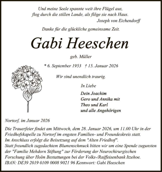 Traueranzeige von Gabi Heeschen 