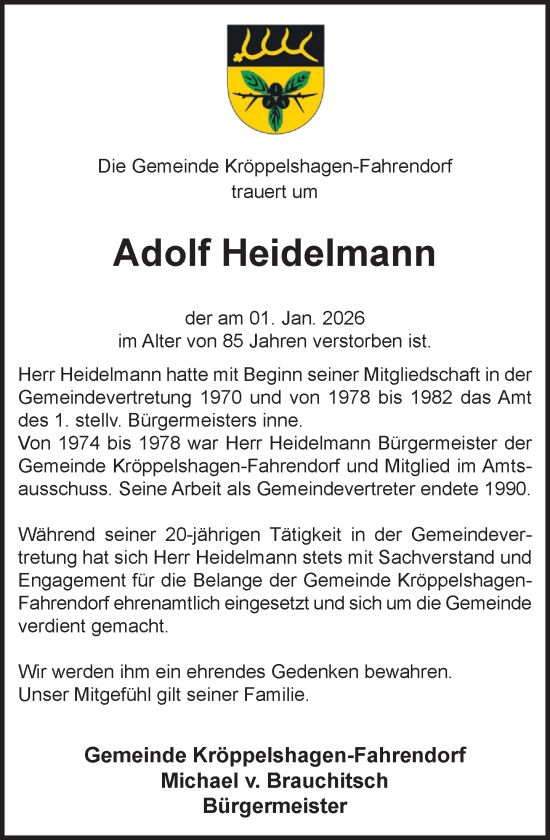 Traueranzeige von Adolf Heidelmann von Wochenend Anzeiger