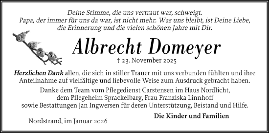 Traueranzeige von Albrecht Domeyer von Region Flensburg