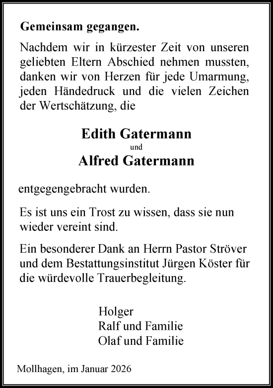 Traueranzeige von Alfred Gatermann von MARKT Bad Oldesloe/Reinfeld, MARKT Ahrensburg/Bargteheide/Trittau und Stormarner Tageblatt