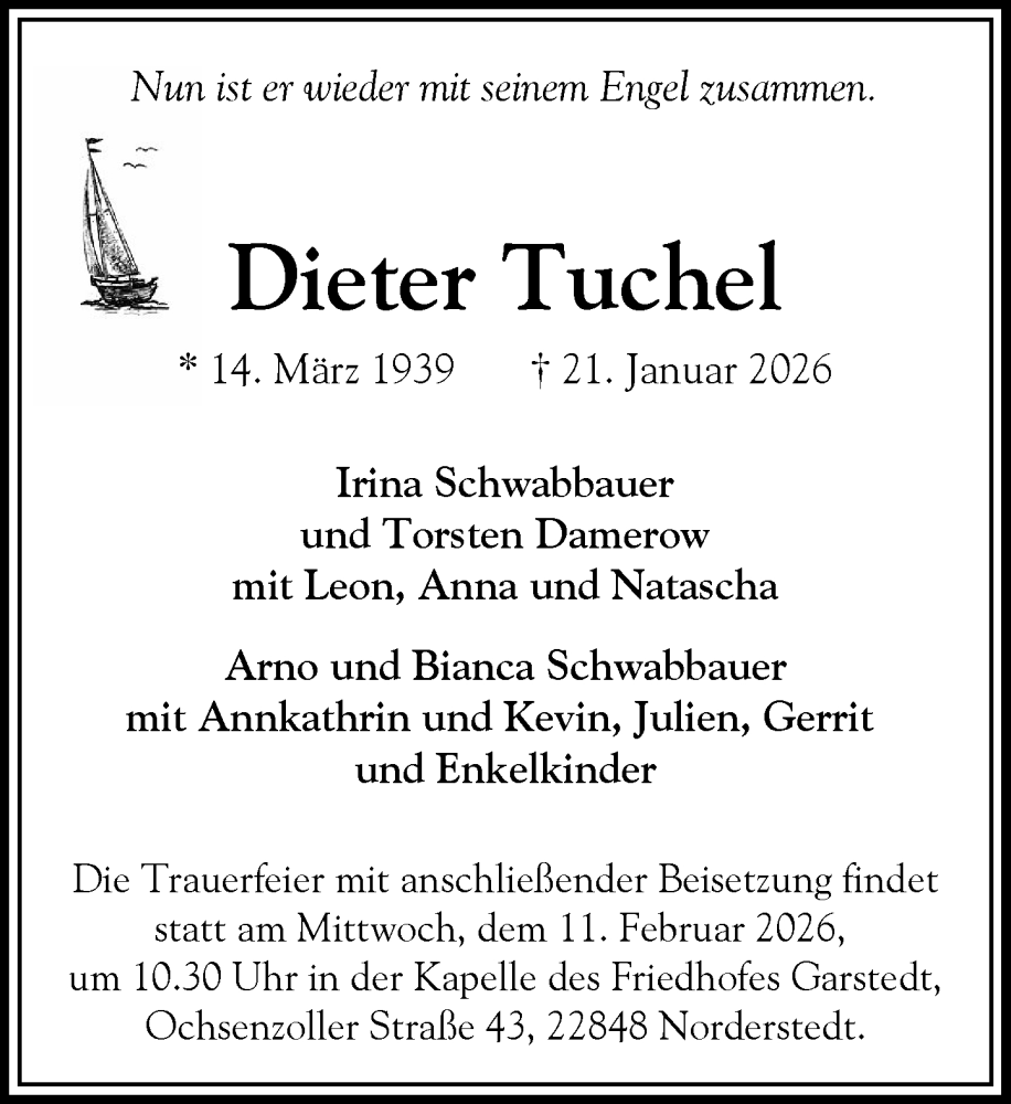  Traueranzeige für Dieter Tuchel vom 31.01.2026 aus Heimatspiegel