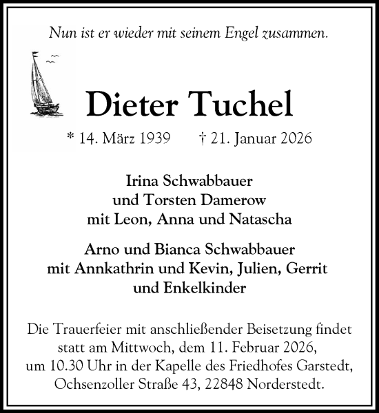 Traueranzeige von Dieter Tuchel von Heimatspiegel