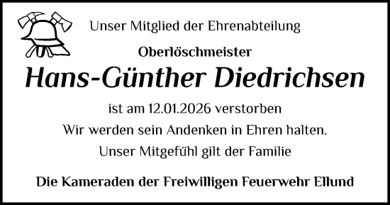 Traueranzeige von Hans-Günther Diedrichsen von Flensburger Tageblatt
