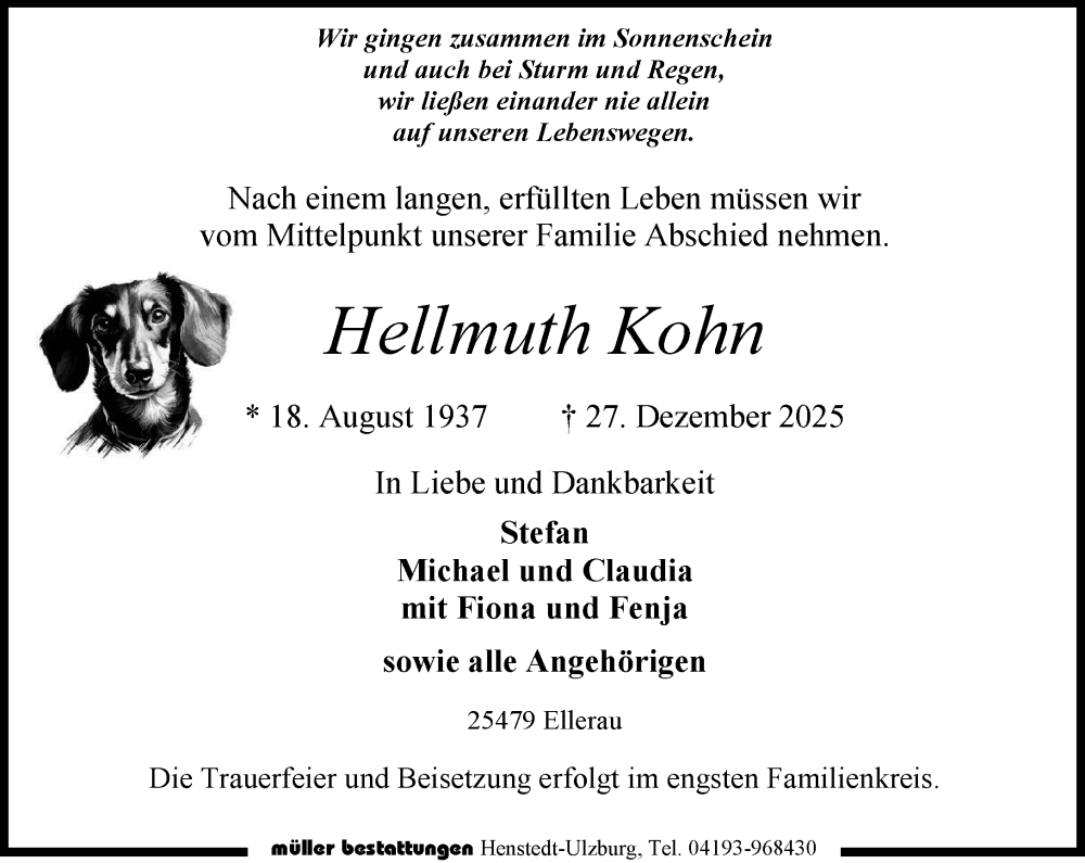  Traueranzeige für Hellmuth Kohn vom 10.01.2026 aus Umschau