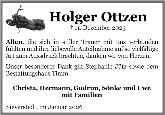 Traueranzeige von Holger Ottzen von Flensburger Tageblatt, Schleswiger Nachrichten, Schlei-Bote