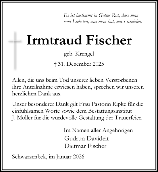 Traueranzeige von Irmtraud Fischer von Wochenend Anzeiger