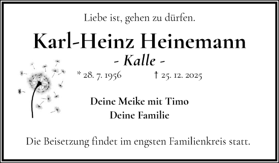 Traueranzeige von Karl-Heinz Heinemann von Norddeutsche Rundschau, Wilstersche Zeitung, Glückstädter Fortuna