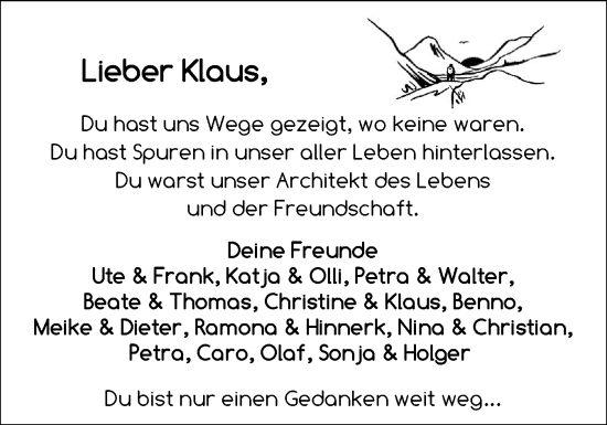 Traueranzeige von Klaus Giese 