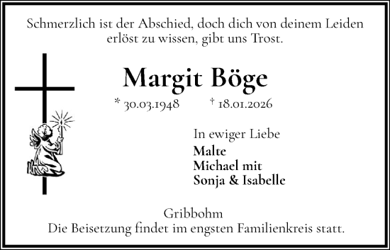 Traueranzeige für Margit Böge vom 30.01.2026