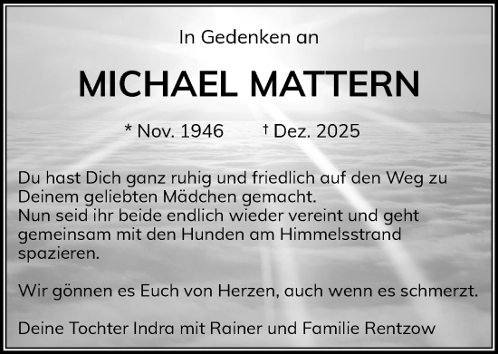 Traueranzeige von Michael Mattern von Region Steinburg-Elmshorn