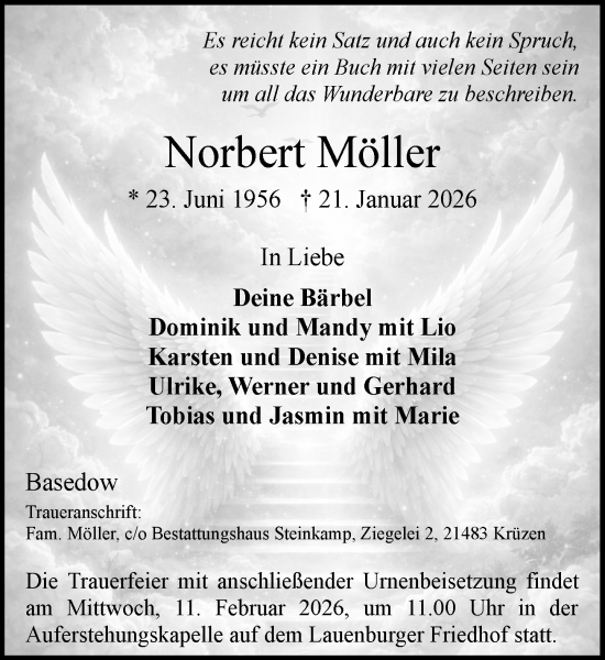 Traueranzeige von Norbert Möller von Wochenend Anzeiger