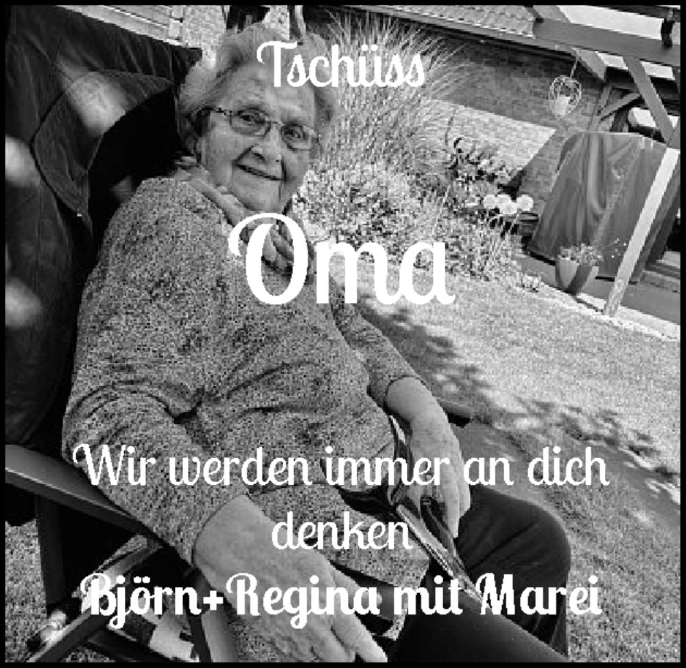  Traueranzeige für Oma  vom 28.01.2026 aus Husumer Nachrichten, Nordfriesland Tageblatt