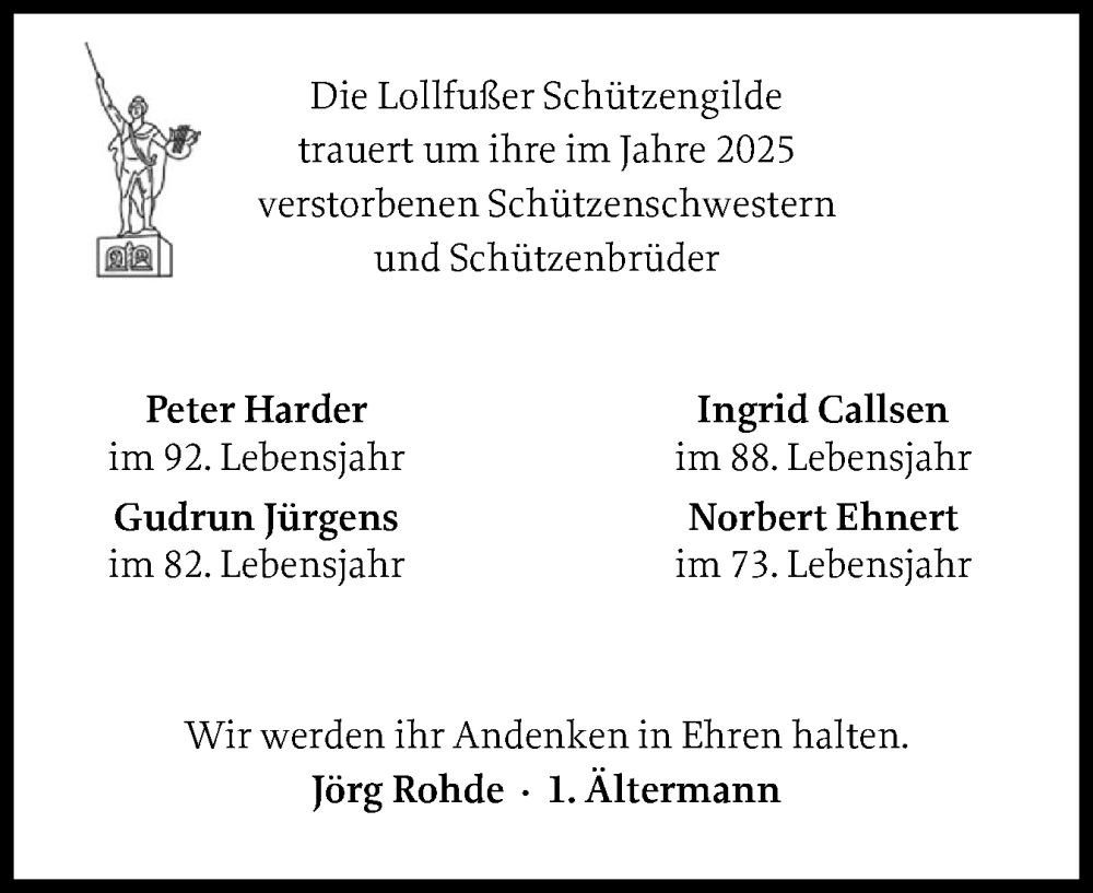  Traueranzeige für Peter Harder vom 10.01.2026 aus Schleswiger Nachrichten, Schlei-Bote