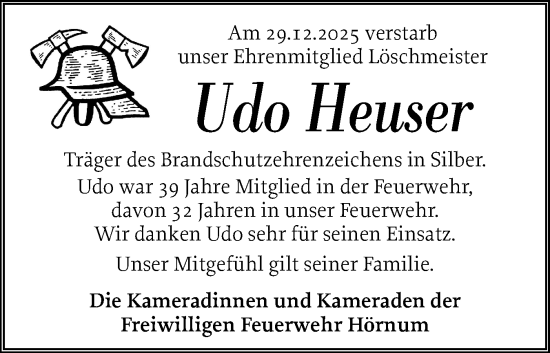 Traueranzeige von Udo Heuser von Sylter Rundschau