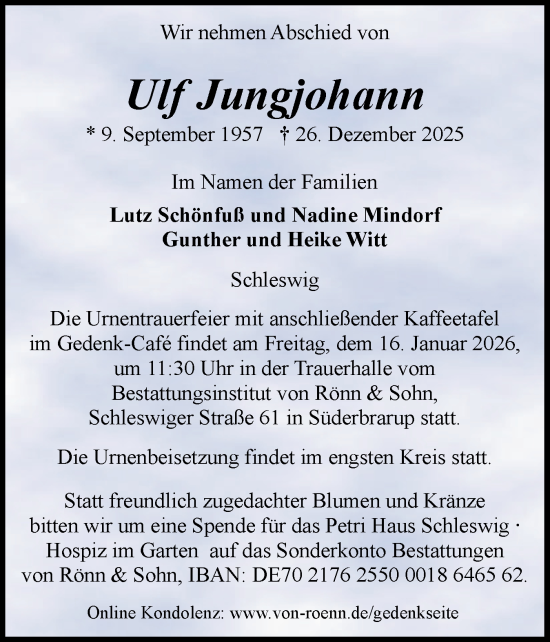 Traueranzeige von Ulf Jungjohann von Region Flensburg