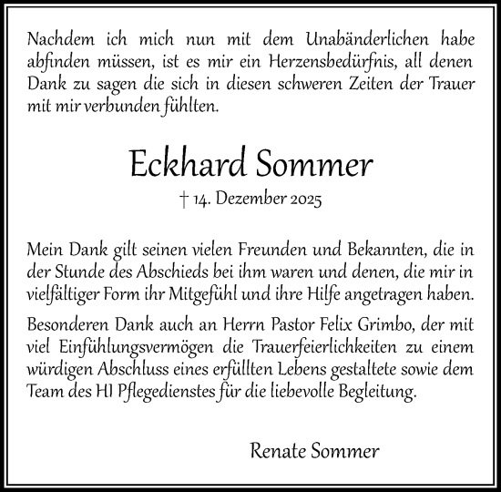 Traueranzeige von Eckhard Sommer von MARKT Bad Oldesloe/Reinfeld und Stormarner Tageblatt