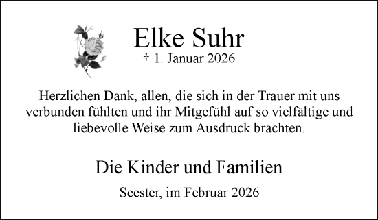 Traueranzeige von Elke Suhr von Elmshorner Nachrichten, Barmstedter Zeitung