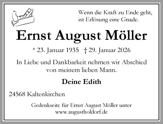 Traueranzeige von Ernst August Möller von Umschau