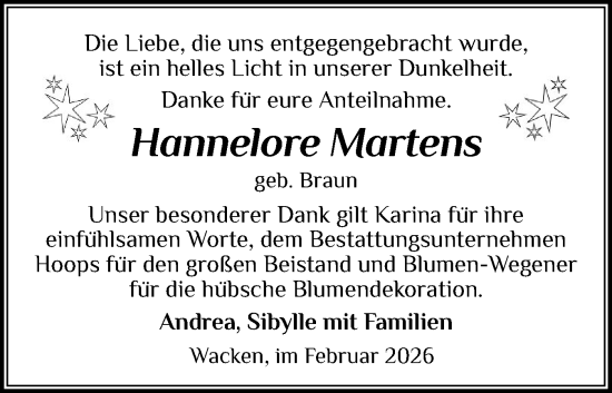 Traueranzeige von Hannelore Martens von Norddeutsche Rundschau, Wilstersche Zeitung, Glückstädter Fortuna