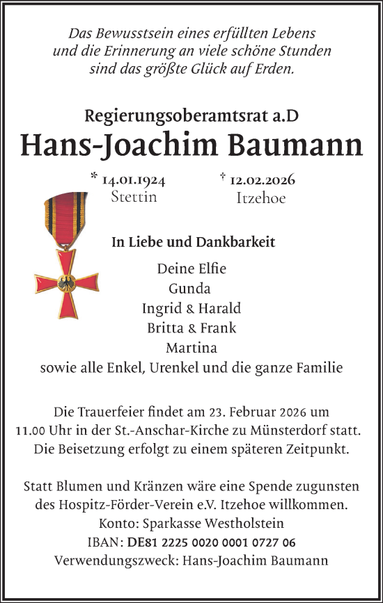 Traueranzeige von Hans-Joachim Baumann von Norddeutsche Rundschau, Wilstersche Zeitung, Glückstädter Fortuna