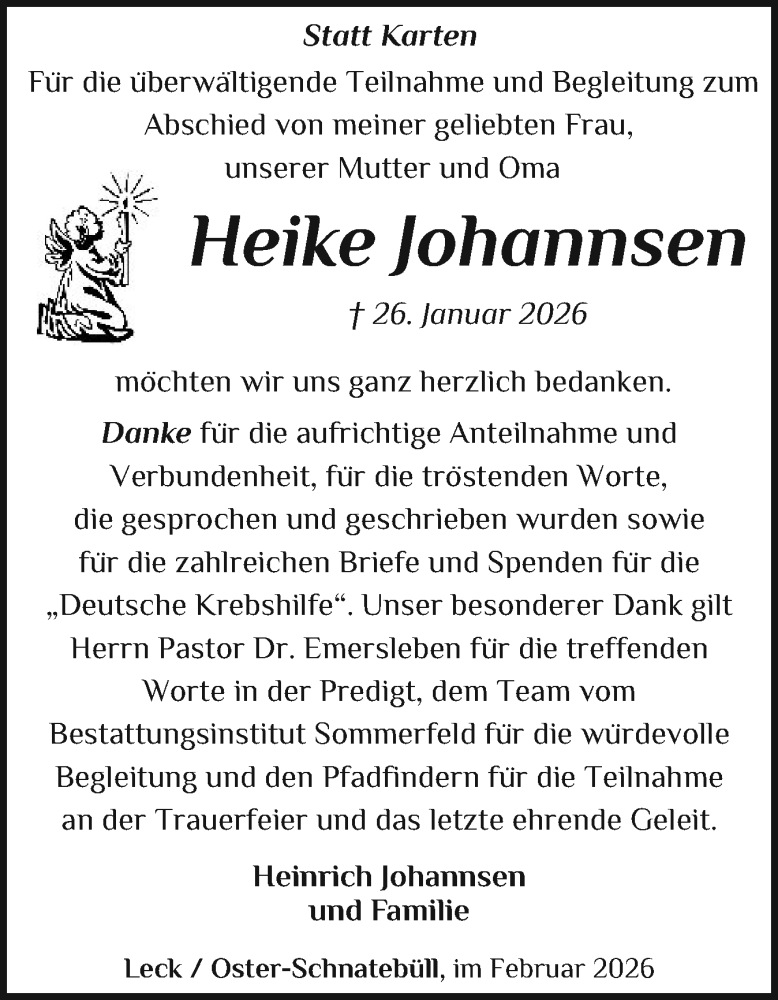  Traueranzeige für Heike Johannsen vom 27.02.2026 aus Region Flensburg