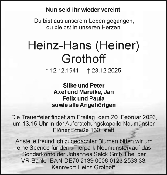 Traueranzeige von Heinz-Hans Grothoff von Holsteinischer Courier