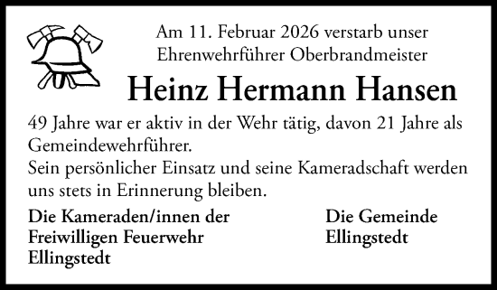 Traueranzeige von Heinz Hermann Hansen von Schleswiger Nachrichten, Schlei-Bote