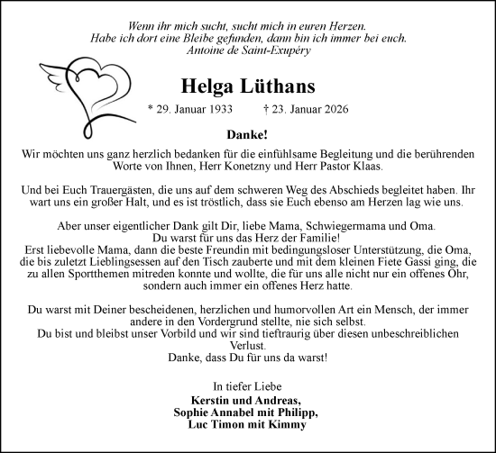 Traueranzeige von Helga Lüthans von Elmshorner Nachrichten, Barmstedter Zeitung