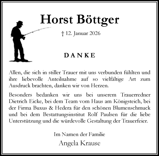 Traueranzeige von Horst Böttger von MARKT Bad Oldesloe/Reinfeld und Stormarner Tageblatt